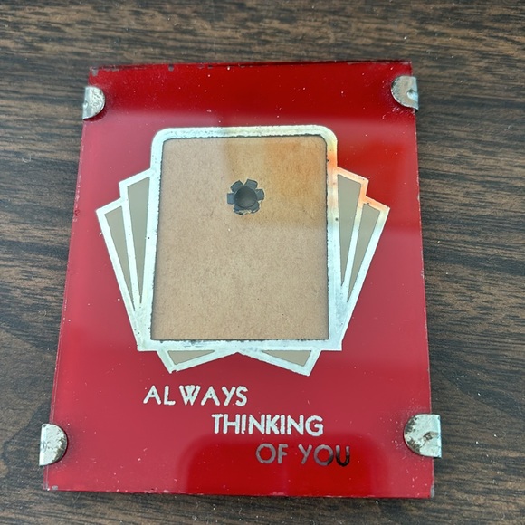 ❤️ Vintage Deco 1930s frame and purse mirror, red and black, love, reverse paint - Picture 2 of 5